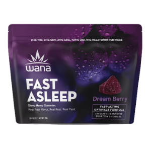 Wana Optimals Gummy 10pk / Fast Asleep Dream Berry 2mg D9 10mg CBD 2mg CBG 2mg CBN 1mg Melatonin
